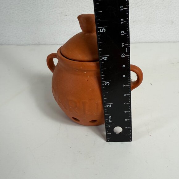 Terracotta Garlic Keeper Jar with Lid Kitchen Storage Pot Rustic Kitchen Decor - Picture 9 of 12